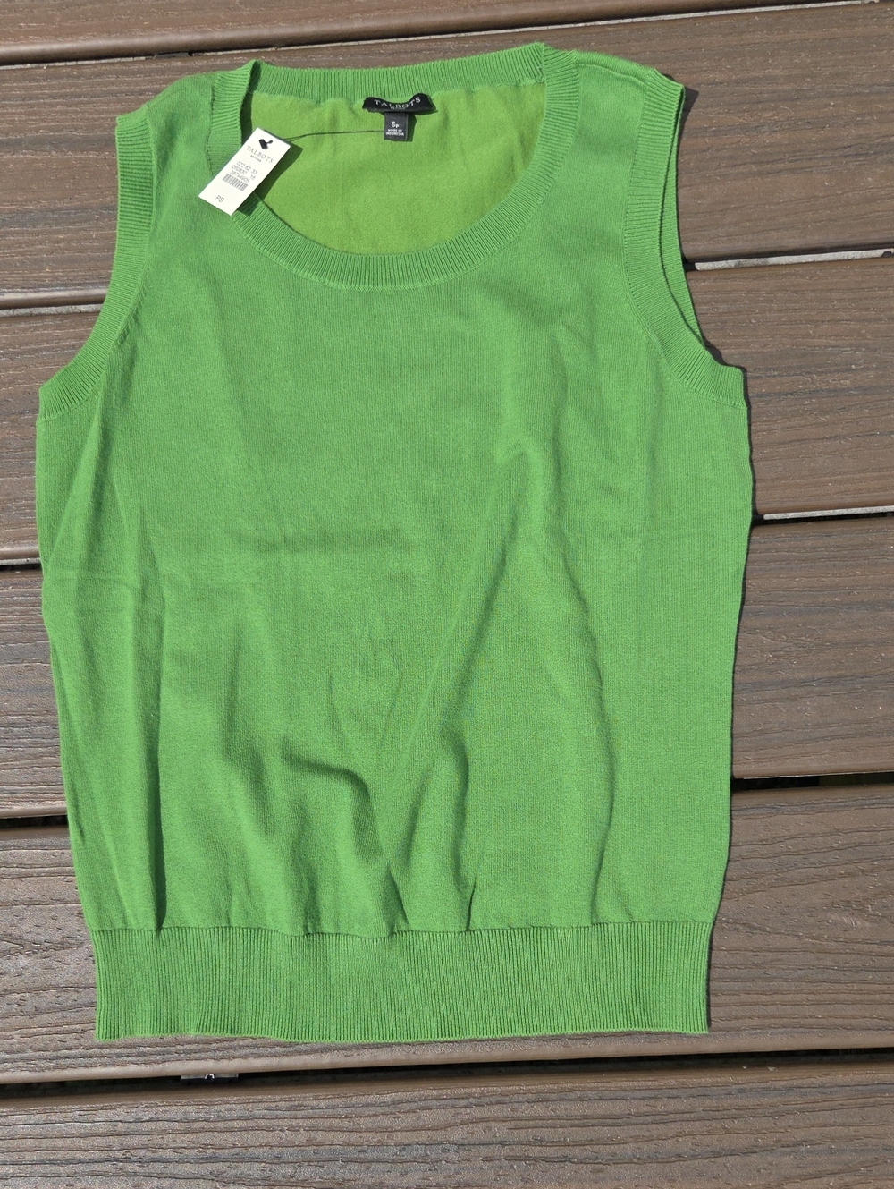 Talbots Brand New Grove Green Sleeveless Cotton Sweater Size PS